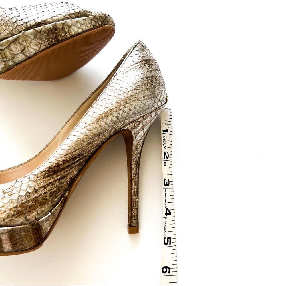 Christian Dior Platinum Snake Skin Peep-toe Heels 36 - Picture 11 of 16